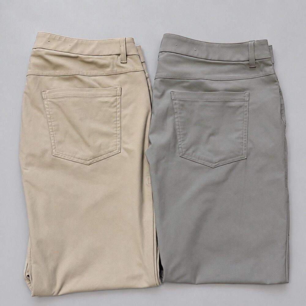 Lululemon Men's ABC Pants Slim Fit Warpstreme Light Gray & Beige 38x28 Lot of 2